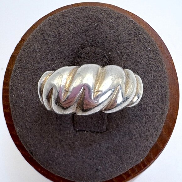 VTG Sterling Silver 925 Puffed Abstract Tapered Dome Band Ring Size 6.75 - Picture 1 of 8
